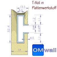 OMwall Profil, Aluminium blank, aus 6 Meter L&auml;ngen