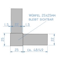 SV25T, Steckverbinder: T-Stück für Rohr 25x25x1,5mm