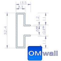 OMwall Profil, Aluminium blank, 625 mm
