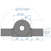 SV30G2, Steckverbinder mit Gelenk 0&deg;-190&deg; und 2 Zapfen f&uuml;r Rohr 30x30x2mm